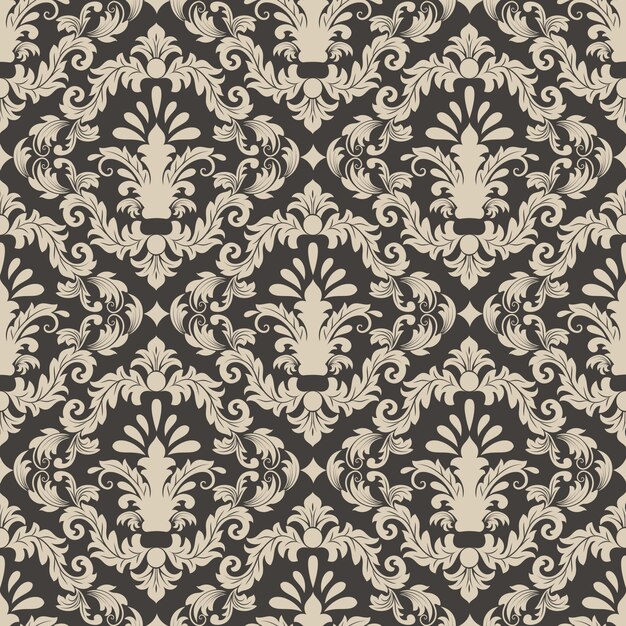 Fondo de patrón sin costuras de Damasco vectorial. Adorno de damasco antiguo de lujo clásico, textura victoriana real sin fisuras para papeles pintados, textiles, envoltura. Exquisita plantilla barroca floral.