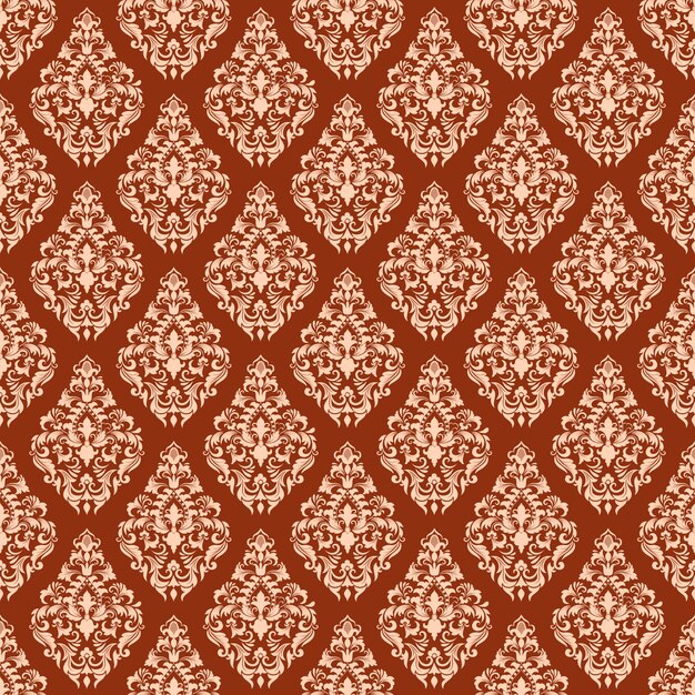 Fondo de patrón sin costuras de Damasco vectorial. Adorno de damasco antiguo de lujo clásico, textura victoriana real sin fisuras para papeles pintados, textiles, envoltura. Exquisita plantilla barroca floral.