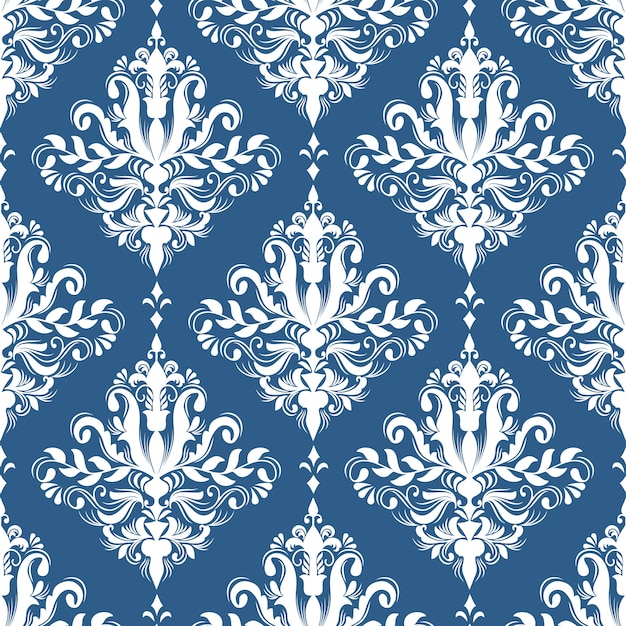 Fondo de patrón sin costuras de Damasco vectorial. Adorno de damasco antiguo de lujo clásico, textura victoriana real sin fisuras para papeles pintados, textiles, envoltura. Exquisita plantilla barroca floral.