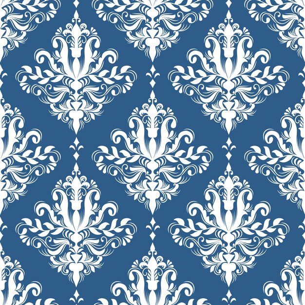 Fondo de patrón sin costuras de Damasco vectorial. Adorno de damasco antiguo de lujo clásico, textura victoriana real sin fisuras para papeles pintados, textiles, envoltura. Exquisita plantilla barroca floral.