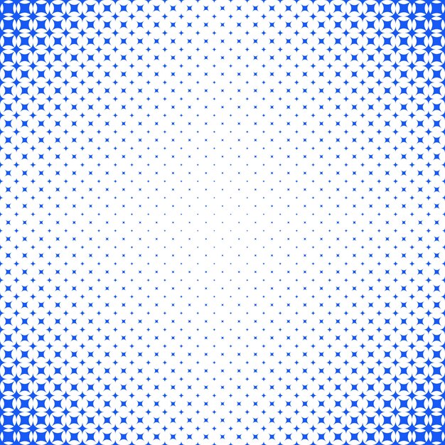 Fondo de patrón de estrellas de semitono geométrico abstracto - gráfico vectorial con estrellas curvas azules sobre fondo blanco