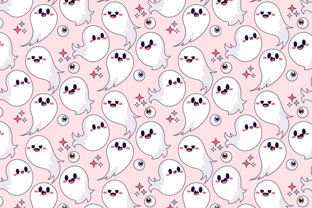 Fondo con patrón de fantasma dibujado a mano