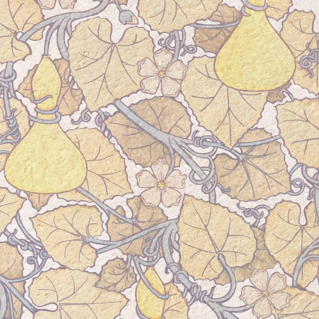 Vector gratuito fondo de patrón de flor de calabaza con flores blancas art nouveau