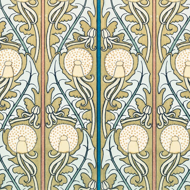 Vector gratuito fondo de patrón de flor de diente de león art nouveau