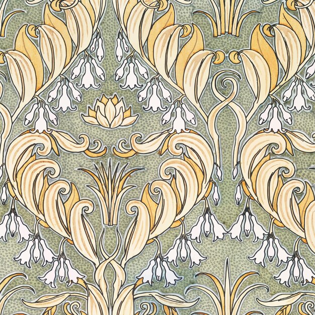 Fondo de patrón de flor de sello de salomón art nouveau