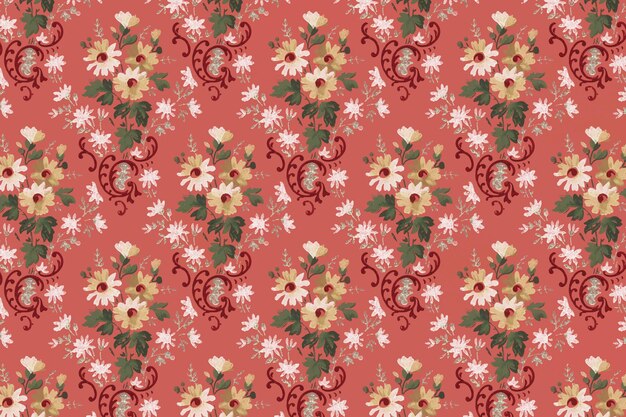Fondo de patrón de flores florecientes rojas vintage