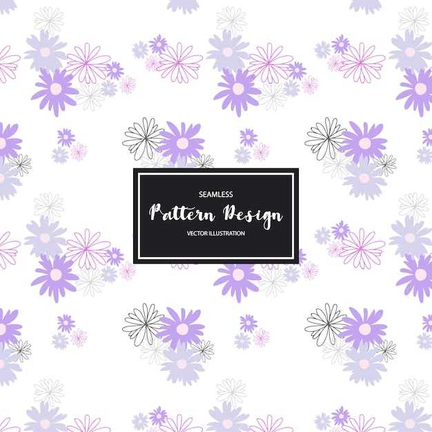 Vector gratuito fondo con patrón de flores moradas