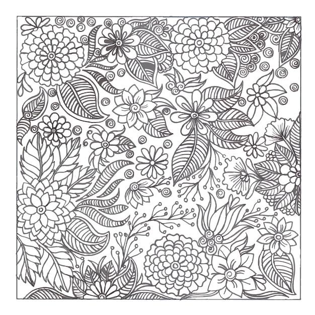 libro para colorear para adultos y niños mayores. página para colorear con  marco de patrón de flores 15649184 Vector en Vecteezy