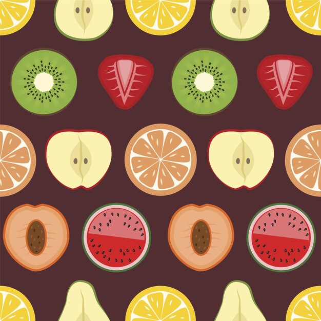 Fondo con patrón de fruta cortada