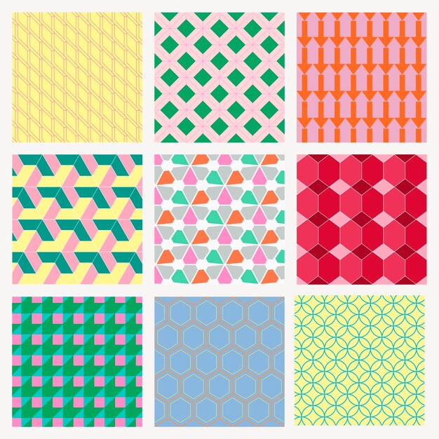 Fondo de patrón geométrico, colección de vectores de diseño abstracto colorido