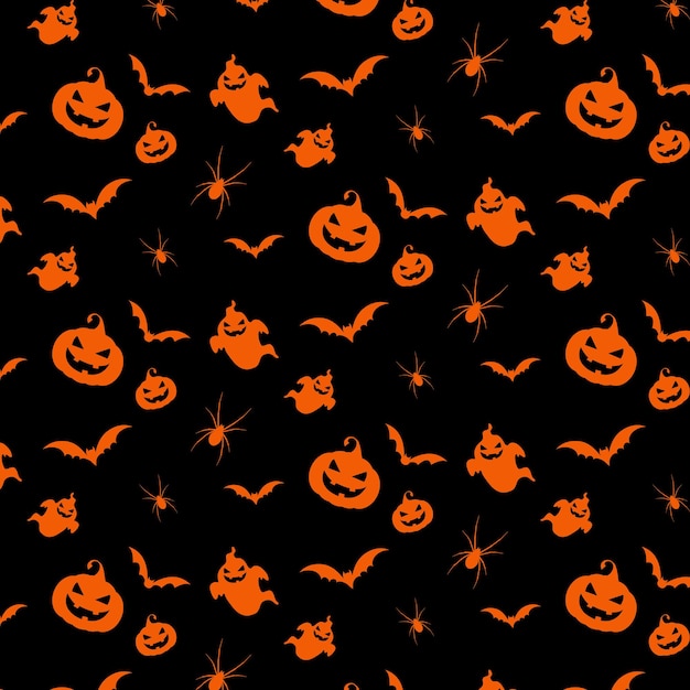 Vector gratuito fondo de patrón de halloween en naranja y negro