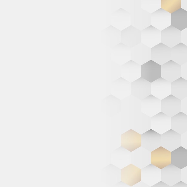 Fondo de patrón hexagonal blanco y dorado