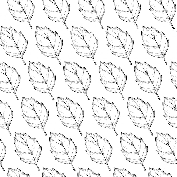 Vector gratuito fondo con patrón de hojas dibujado a mano