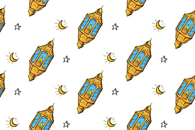 Fondo con patrón de lámparas árabes