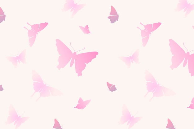 Fondo de patrón de mariposa, vector estético rosa femenino