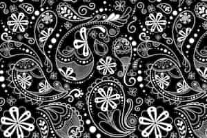 Vector gratuito fondo de patrón de paisley, ilustración abstracta de mandala en vector negro