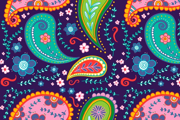 Fondo de patrón de Paisley, vector de ilustración colorida mandala