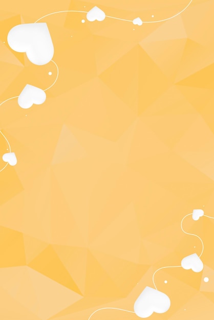 Fondo de patrón de prisma amarillo de borde de cadena de corazón de vector