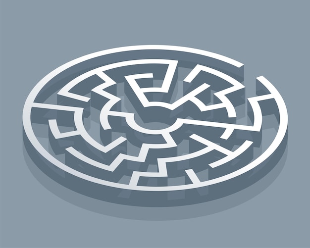 El fondo del patrón de rompecabezas de laberinto circular 3D se pierde en la complejidad
