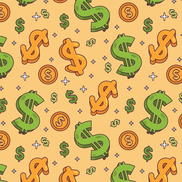Fondo con un patrón de signo de dólar dibujado a mano