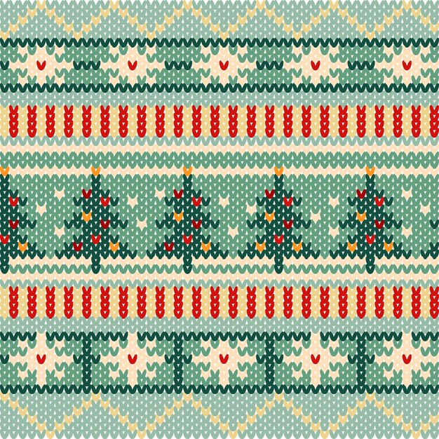 Fondo de patrón de suéter de Navidad feo plano