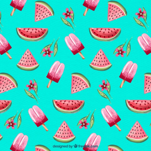 Fondo con patrón de verano en acuarela