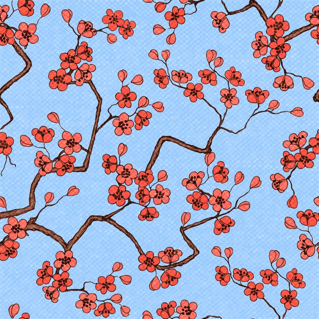 Fondo de patrones sin fisuras de cerezo sakura flores