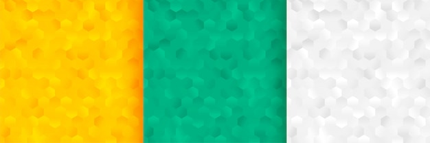 Fondo de patrones hexagonales en tres colores