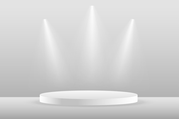 fondo de pedestal de forma redonda 3d con efecto de luz puntual para la promoción de objetos