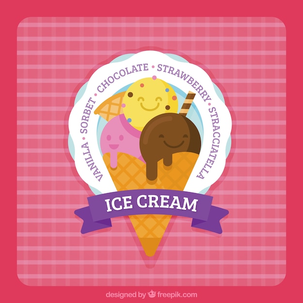 Vector gratuito fondo con pegatina de cucurucho con helado