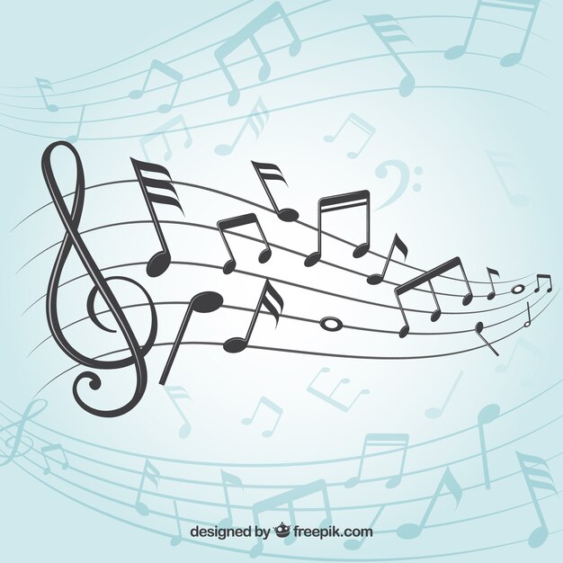 Fondo de pentagrama con notas musicales