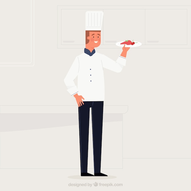 Fondo de personaje de chef plano en estilo vintage