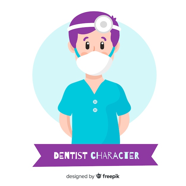 Vector gratuito fondo de personaje de dentista en diseño plano