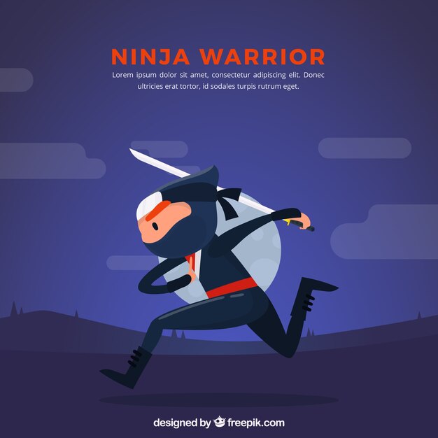 Fondo de personaje de ninja con diseño plano