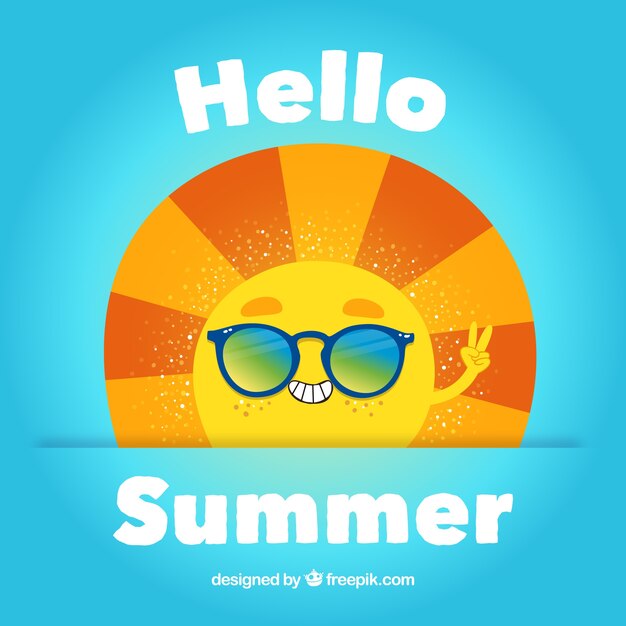 Fondo de personaje de sol con gafas 