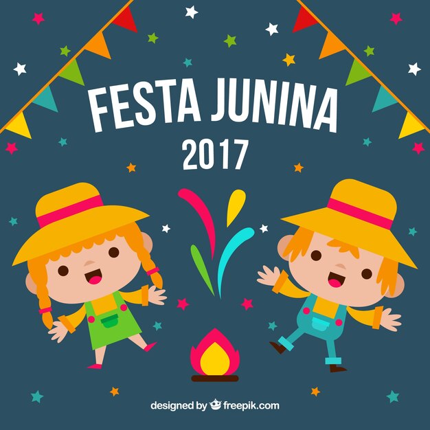 Fondo de personajes alegres celebrando festa junina