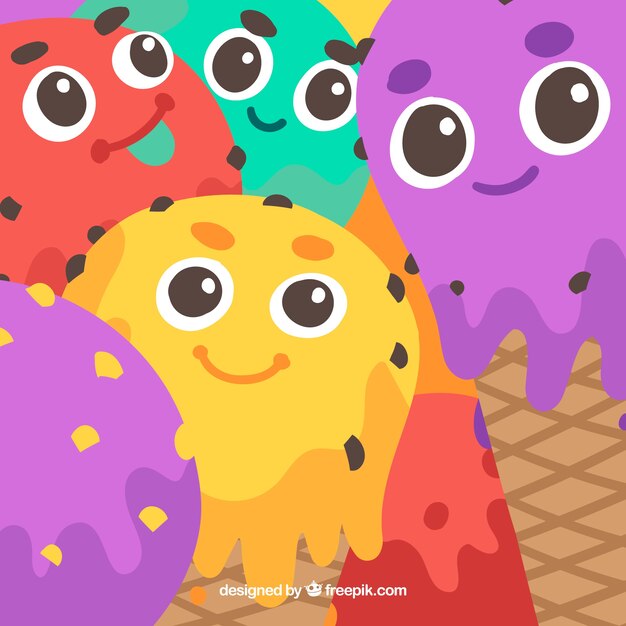Fondo de personajes de helados 