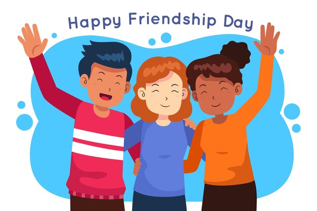 Fondo de personas del día de la amistad dibujado a mano