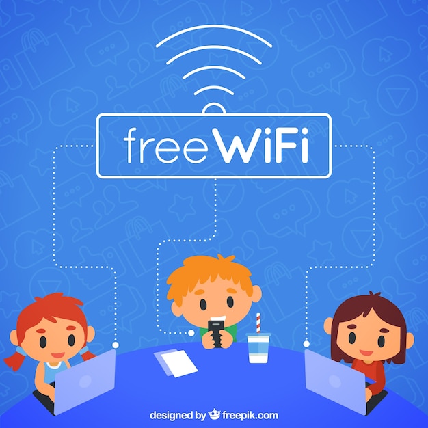 Fondo de personas con portátil y wifi gratis 