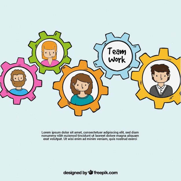 Fondo de personas trabajando en equipo en estilo hecho a mano