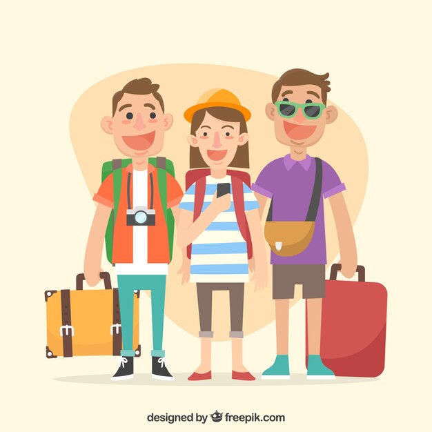 Fondo de personas viajando en estilo plano