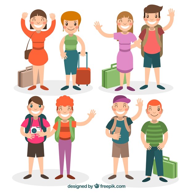 Fondo de personas viajando en estilo plano