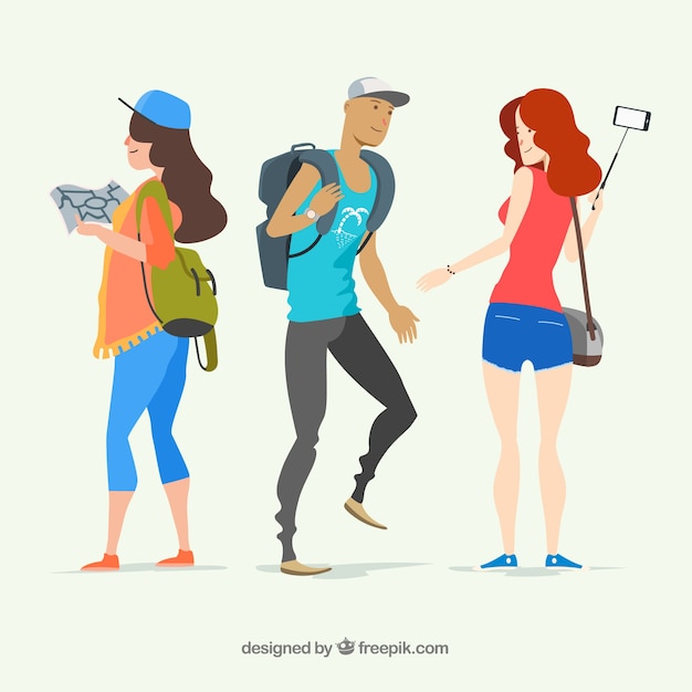 Vector gratuito fondo de personas viajando en estilo plano