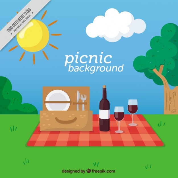 Vector gratuito fondo de picnic en un campo