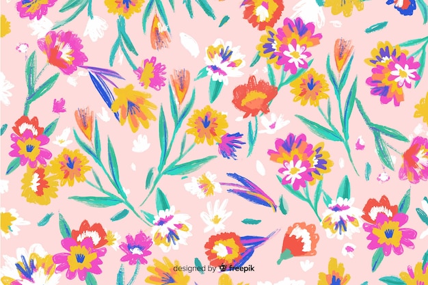 Fondo pintado a mano de flores de colores