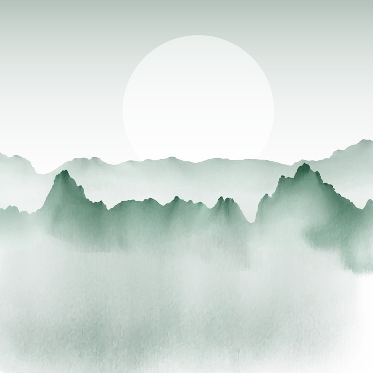 Vector gratuito fondo pintado a mano de un paisaje de montaña