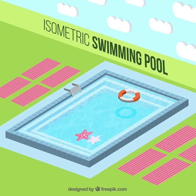 Fondo de piscina isométrica