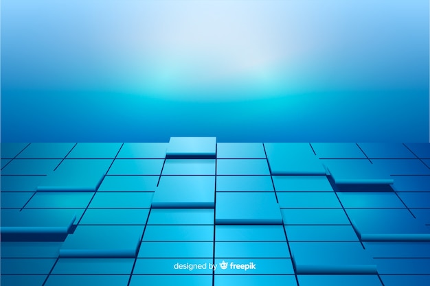 Fondo de piso de cubos realistas azules