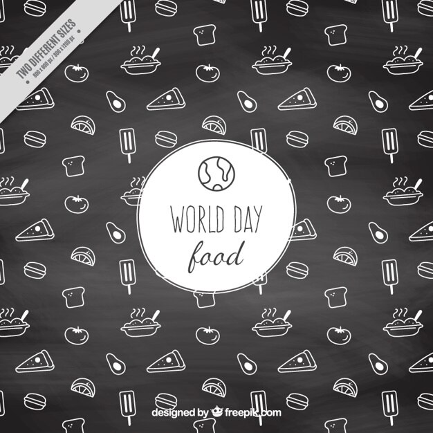 Fondo de pizarra con bocetos  del día mundial de la alimentación