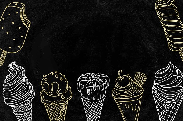 Fondo de pizarra de helado dibujado a mano